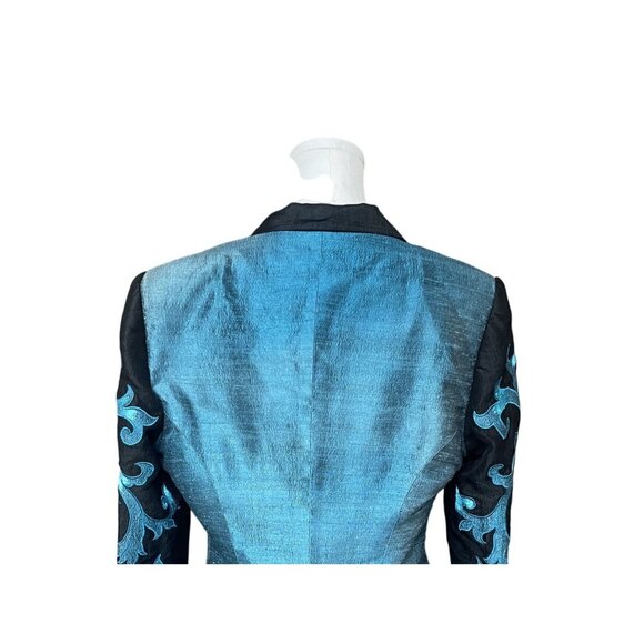 Vtg Silk Womens Blazer 12 Flame Sleeves Avante Garde Statement Bold Embroidered - Picture 5 of 9